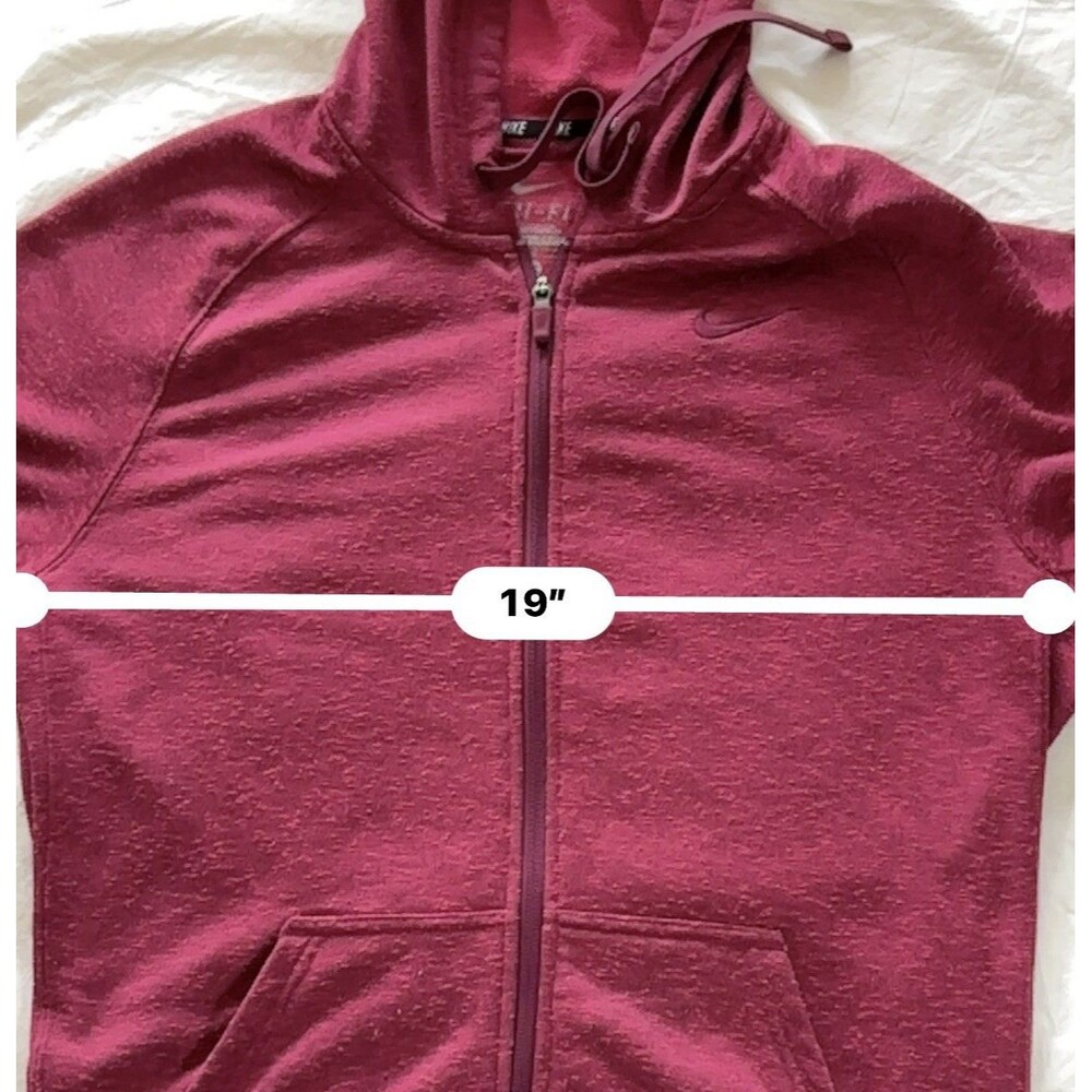 Nike Women’s Full Zip Hoodie Size Medium RED Swoosh Logo Fleece Sweatshirt - Picture 5 of 6